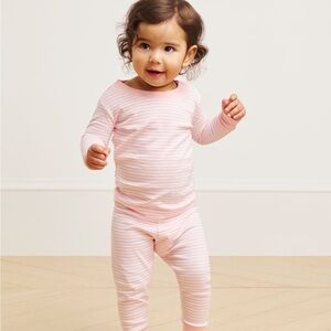 LAKE Baby Girls Pink Stripe Pajama Set - Soft Cotton